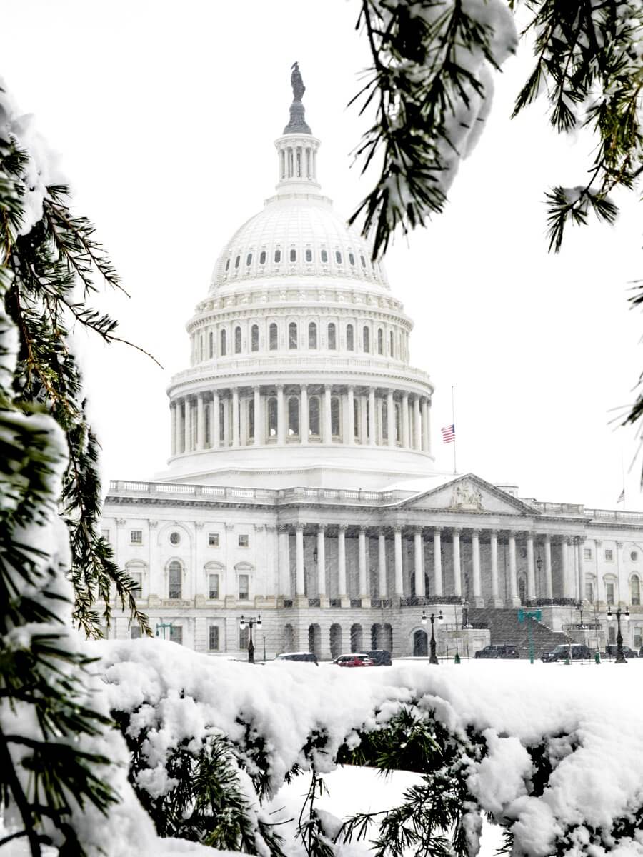 The U.S. Capitol Grounds in Washington, DC on a Spring Snow Day. Credit: Caleb Fisher